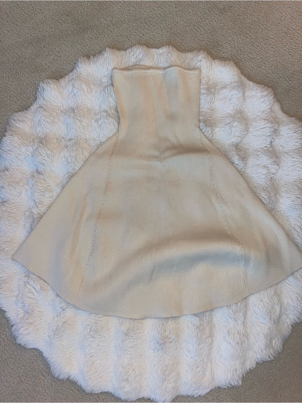 ✨NEW Fashion Nova Cream Ribbed Sleeveless Turtleneck Flare Tunic Top (Size M)